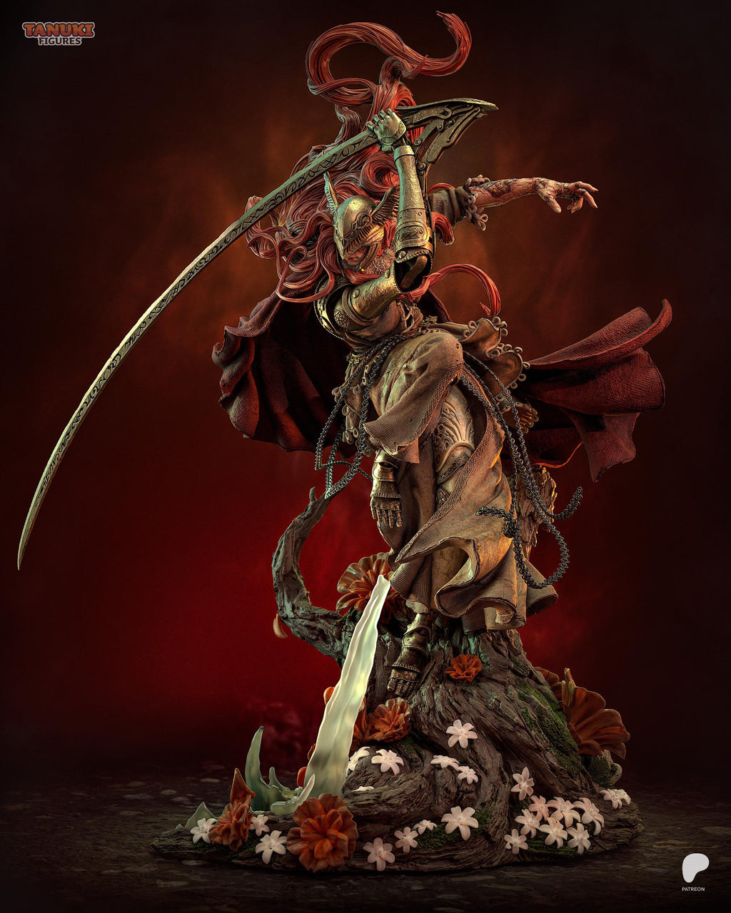 Dancer Of Scarlet Petals - Dark Fantasy Female Rotten Warrior Malenia Resin Figure 16K