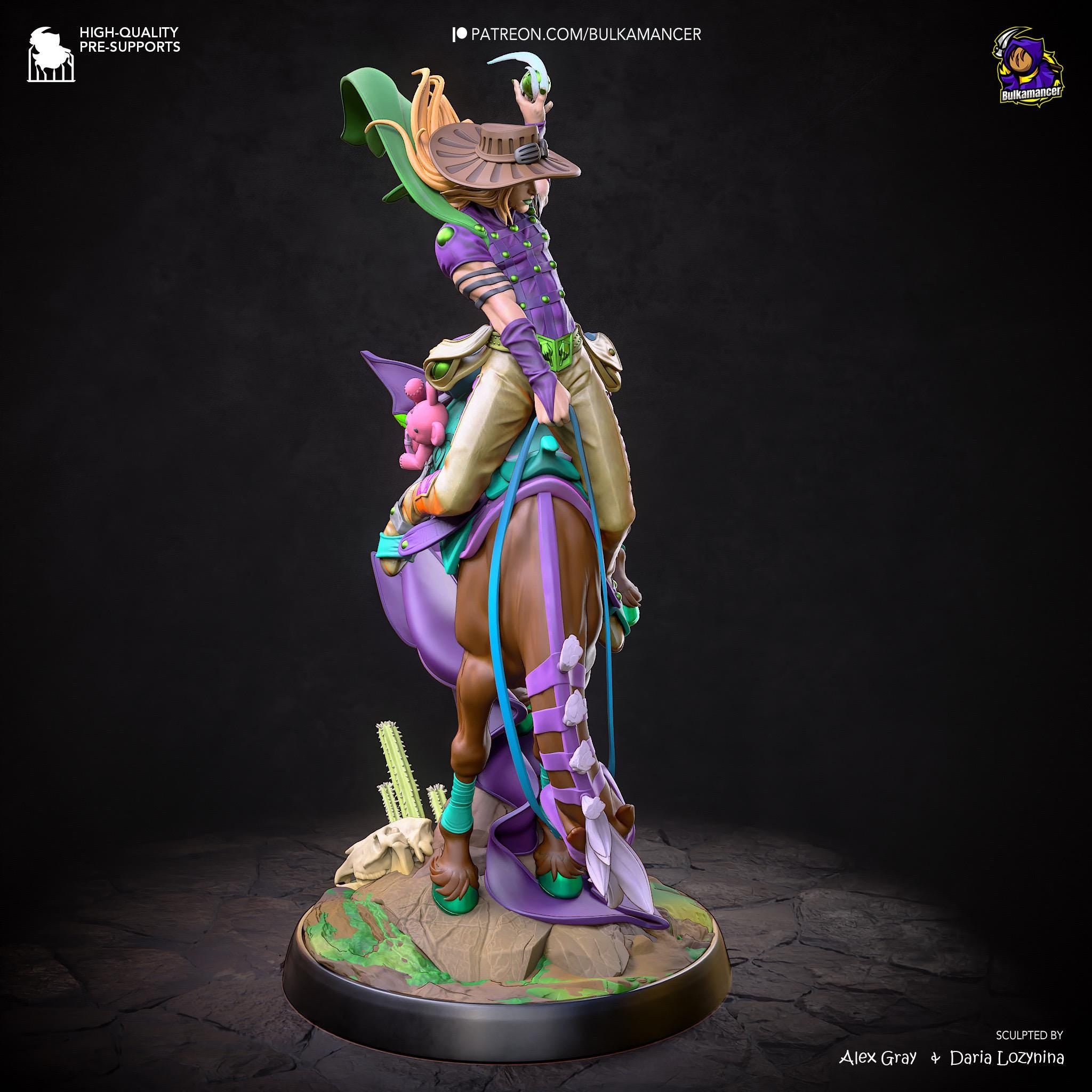 Golden Spin Cavalier - Anime Western Rider Cowboy Knight Gyro Resin Figure 16K