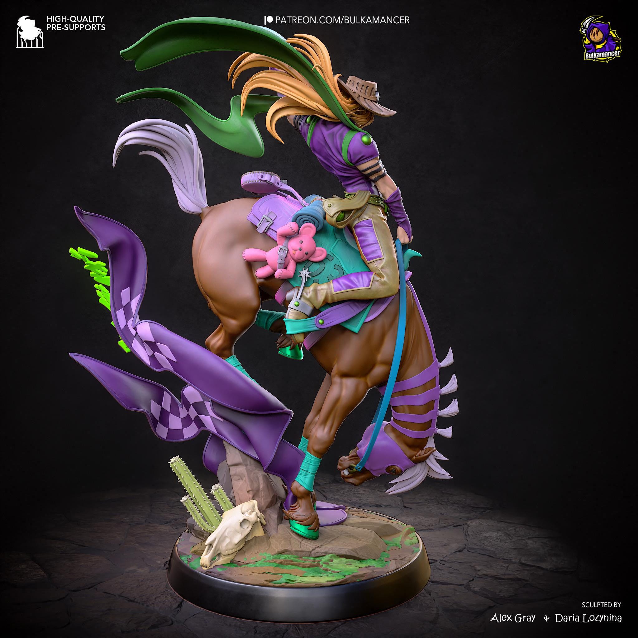 Golden Spin Cavalier - Anime Western Rider Cowboy Knight Gyro Resin Figure 16K