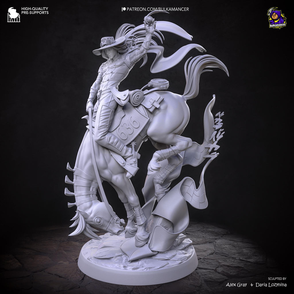 Golden Spin Cavalier - Anime Western Rider Cowboy Knight Gyro Resin Figure 16K