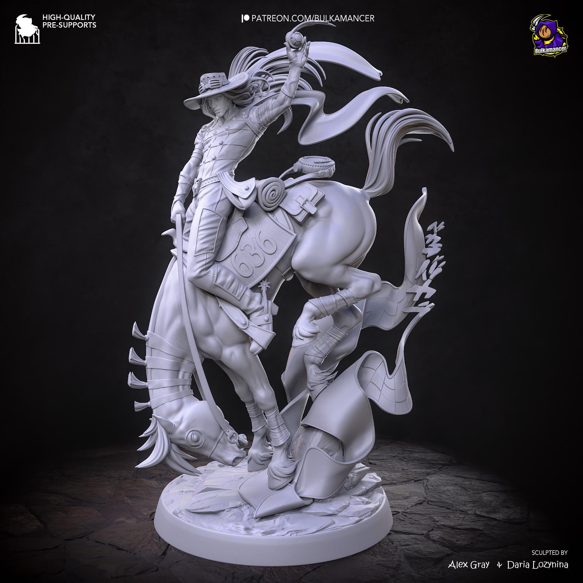 Golden Spin Cavalier - Anime Western Rider Cowboy Knight Gyro Resin Figure 16K