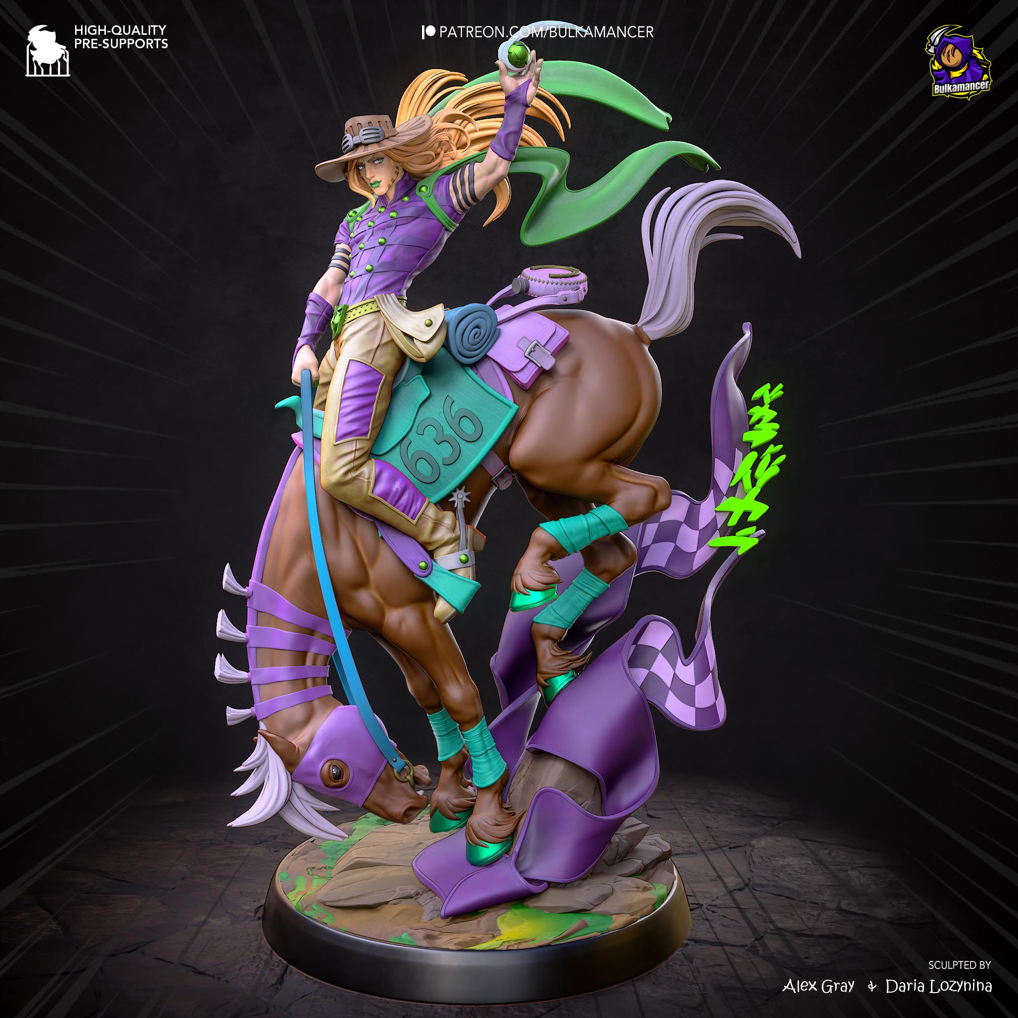 Golden Spin Cavalier - Anime Western Rider Cowboy Knight Gyro Resin Figure 16K