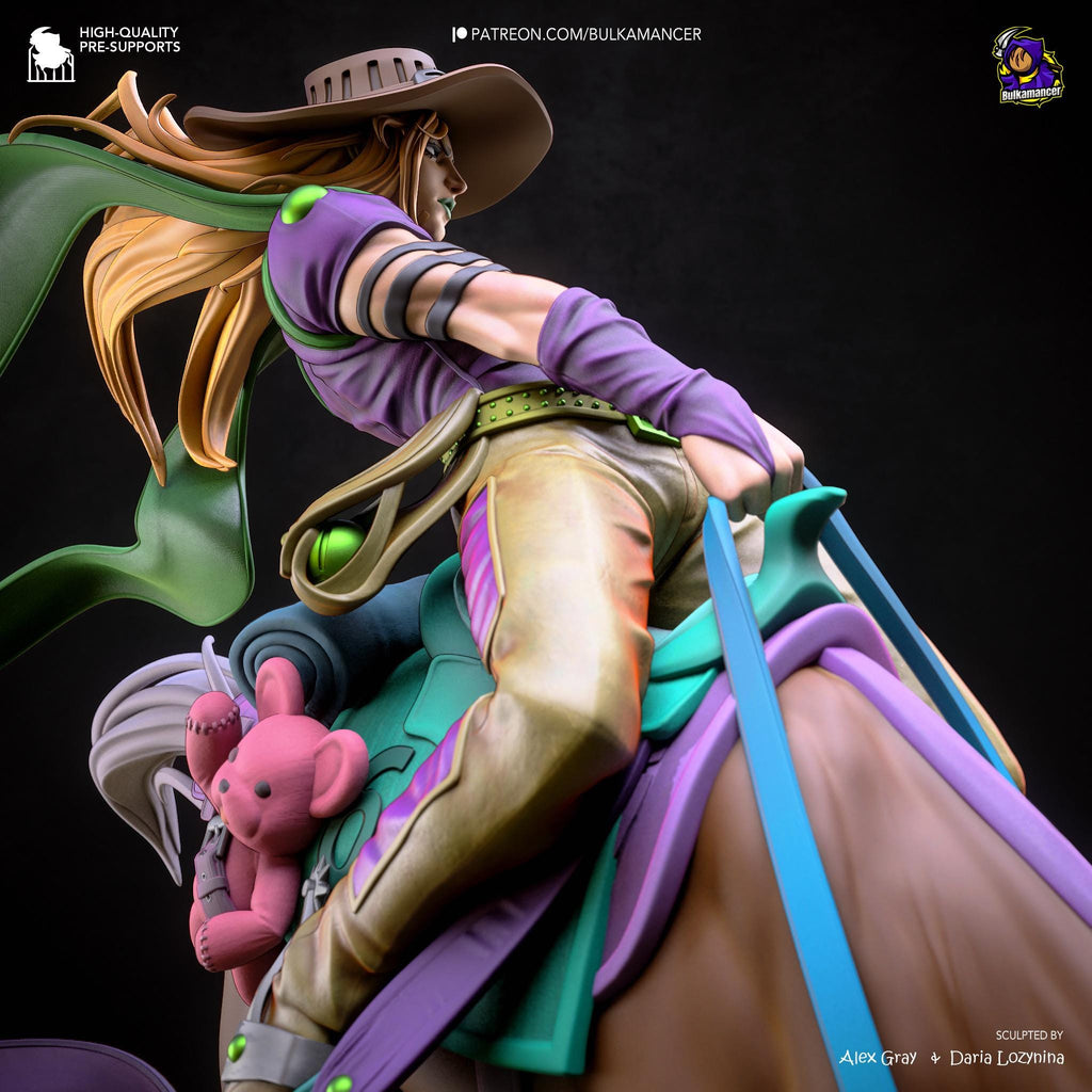 Golden Spin Cavalier - Anime Western Rider Cowboy Knight Gyro Resin Figure 16K