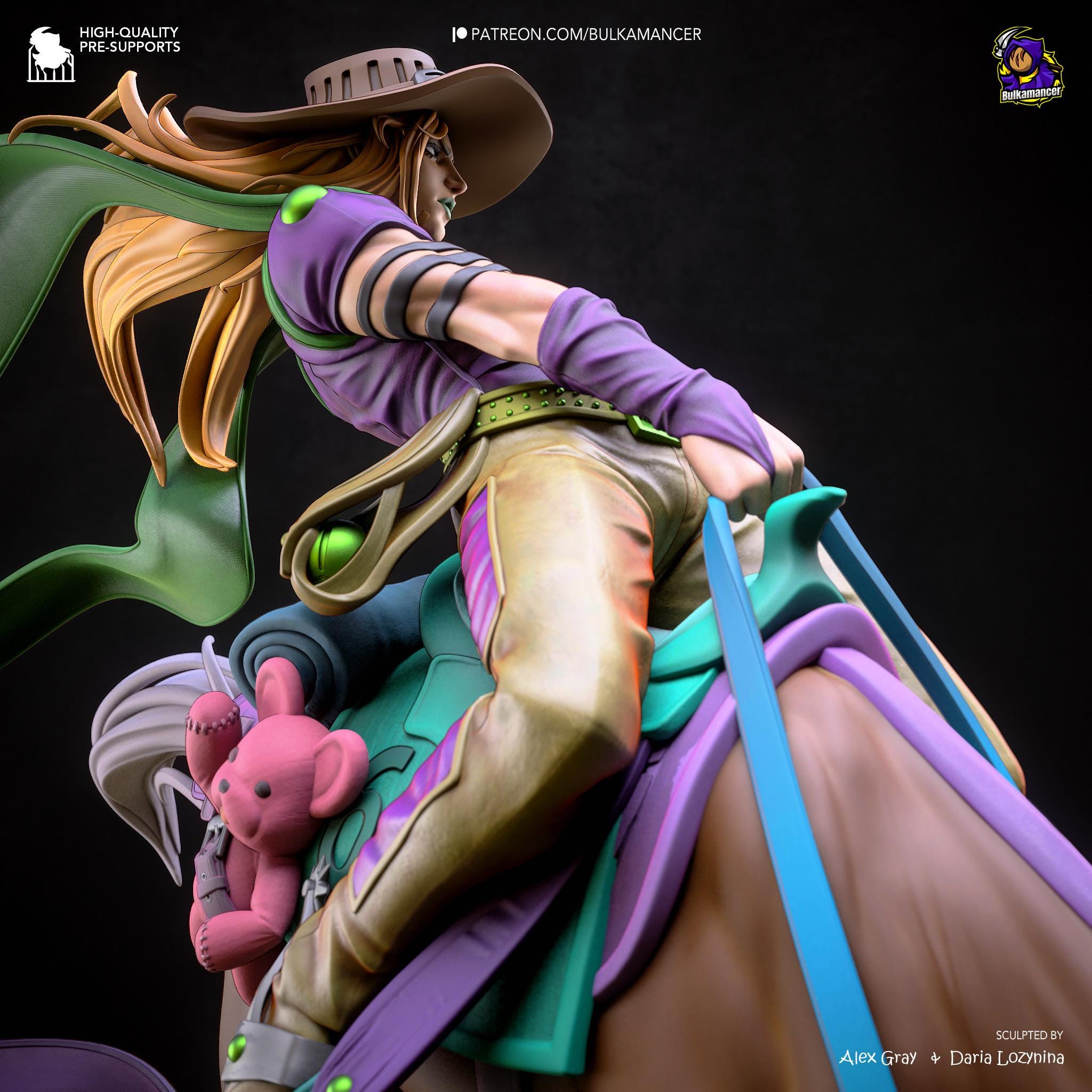 Golden Spin Cavalier - Anime Western Rider Cowboy Knight Gyro Resin Figure 16K