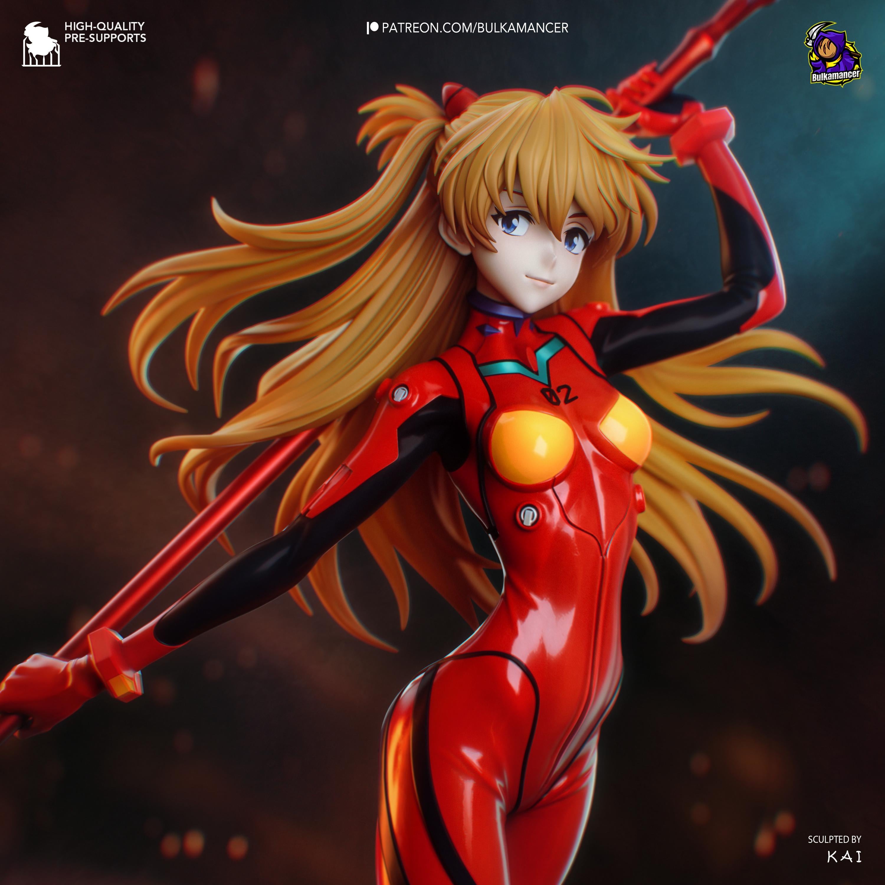 Crimson Synchronist - Anime Female Pilot Mech Asuka Langley Resin Figure 16K