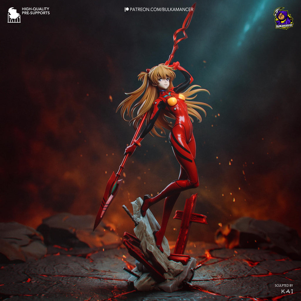 Crimson Synchronist - Anime Female Pilot Mech Asuka Langley Resin Figure 16K