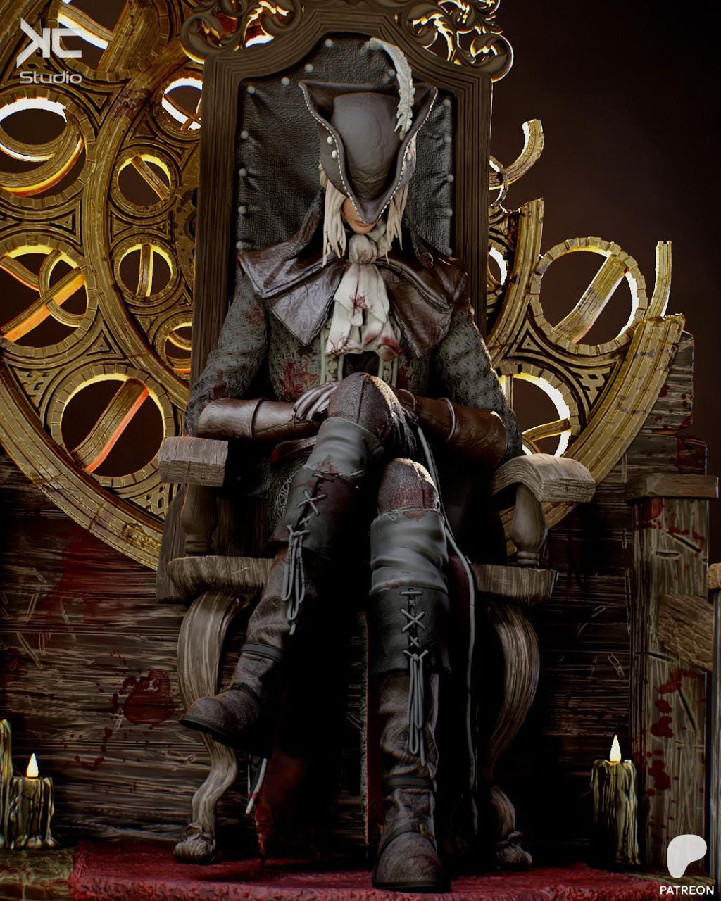 Lady Of The Clocktower - Gothic Dark Fantasy Female Warrior Lady Maria Resin Figure 16K