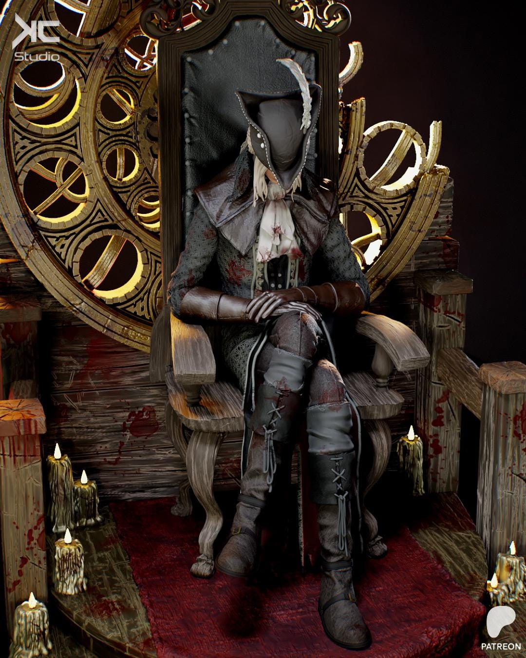 Lady Of The Clocktower - Gothic Dark Fantasy Female Warrior Lady Maria Resin Figure 16K