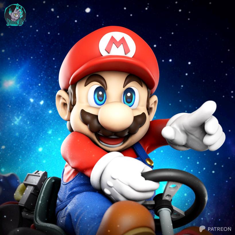 The Red Racer - Arcade Fantasy Cartoon Racing Super Mario Resin Figure 16K