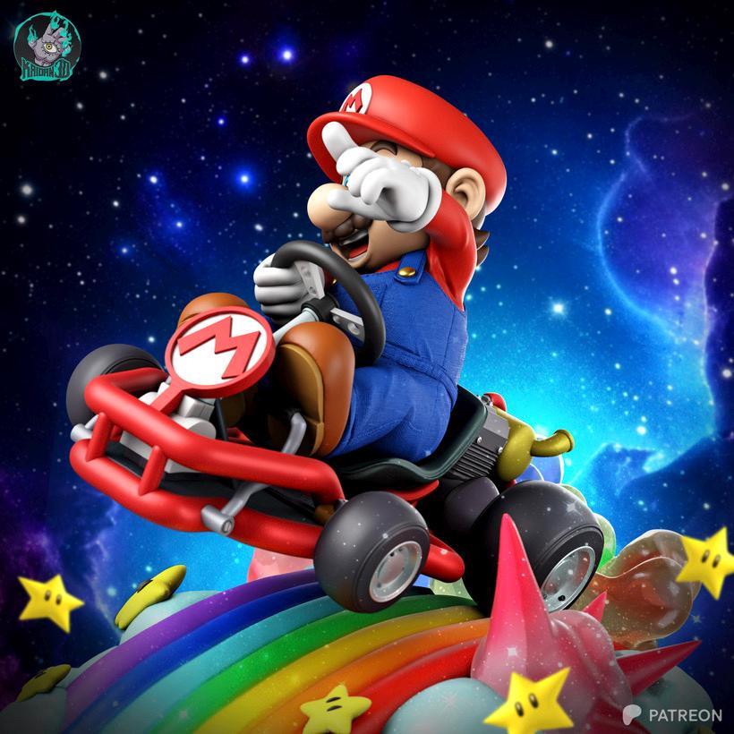 The Red Racer - Arcade Fantasy Cartoon Racing Super Mario Resin Figure 16K