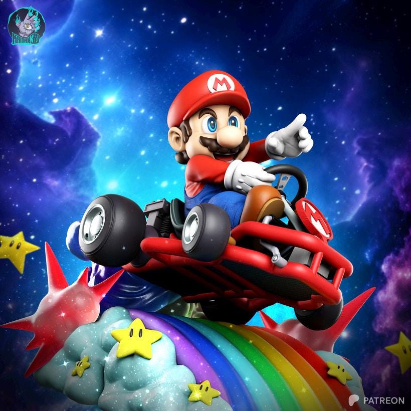 The Red Racer - Arcade Fantasy Cartoon Racing Super Mario Resin Figure 16K