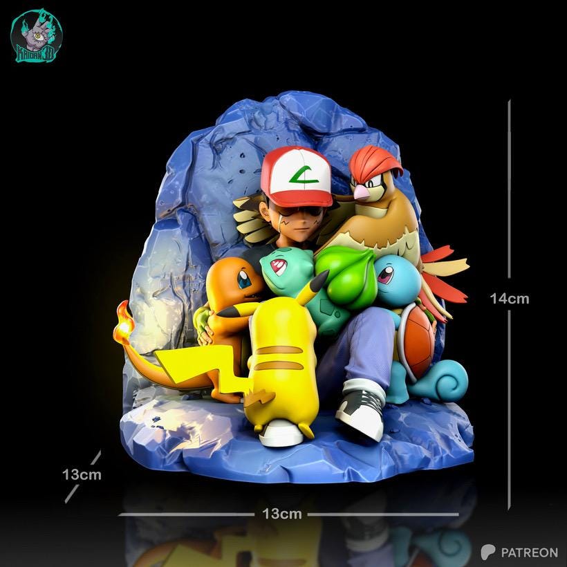 Shelter In Friendship - Monster Trainer Anime Companion Ash & Friends Resin Figure 16K