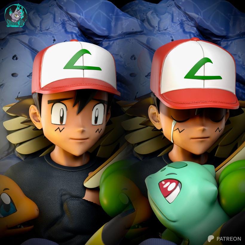 Shelter In Friendship - Monster Trainer Anime Companion Ash & Friends Resin Figure 16K