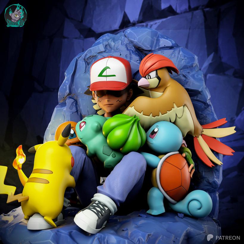 Shelter In Friendship - Monster Trainer Anime Companion Ash & Friends Resin Figure 16K