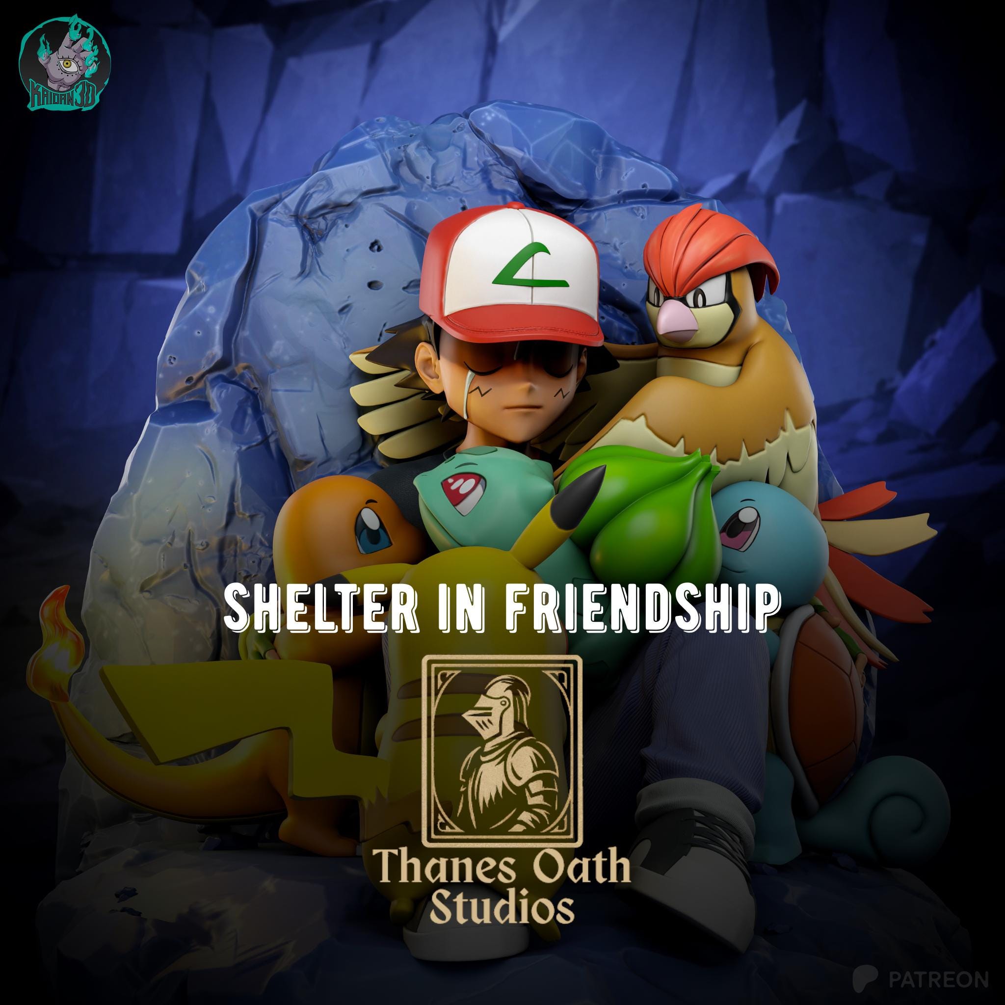 Shelter In Friendship - Monster Trainer Anime Companion Ash & Friends Resin Figure 16K