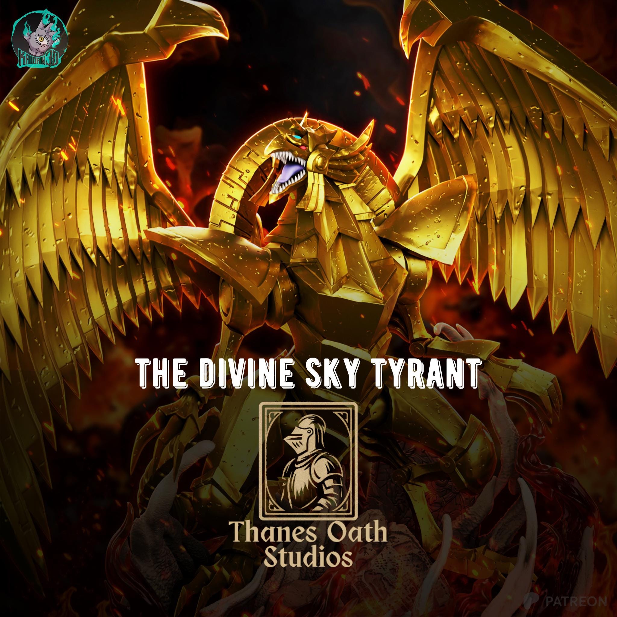 The Divine Sky Tyrant - Golden Dragon Ancient Diety The Winged Dragon Of Ra Resin Figure 16K