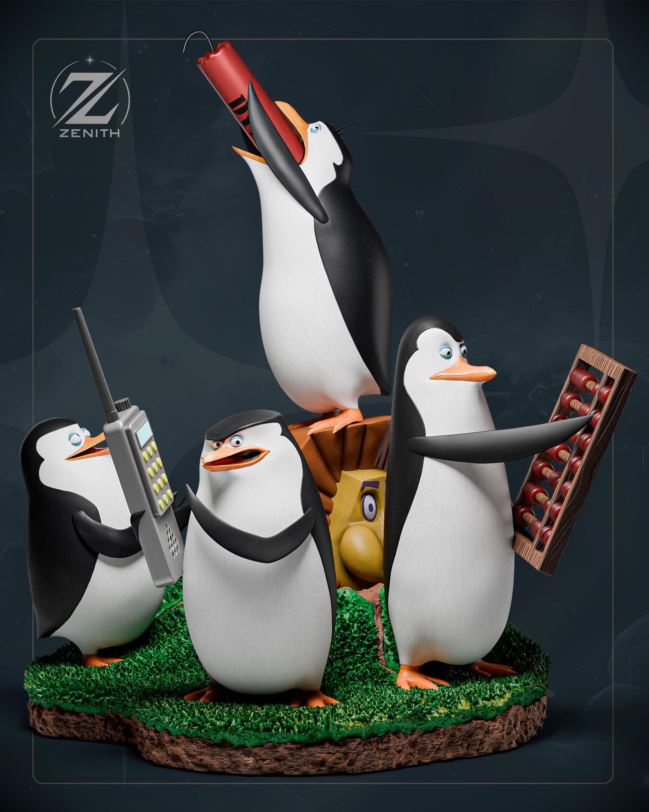 Operation: Fish and Glory - Penguins Tactical Comedic Quad Madagascar Penguins Resin Figure 16K
