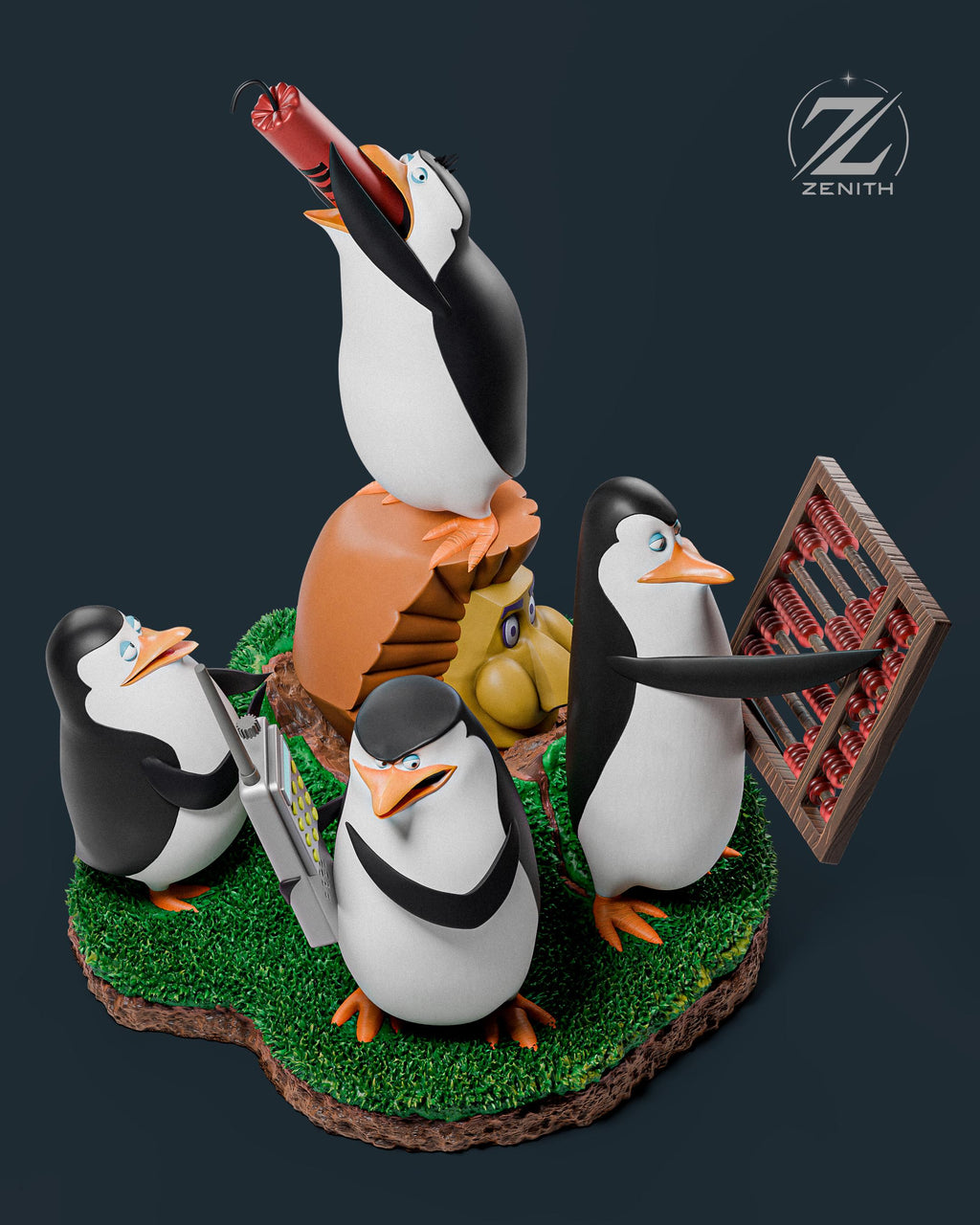 Operation: Fish and Glory - Penguins Tactical Comedic Quad Madagascar Penguins Resin Figure 16K