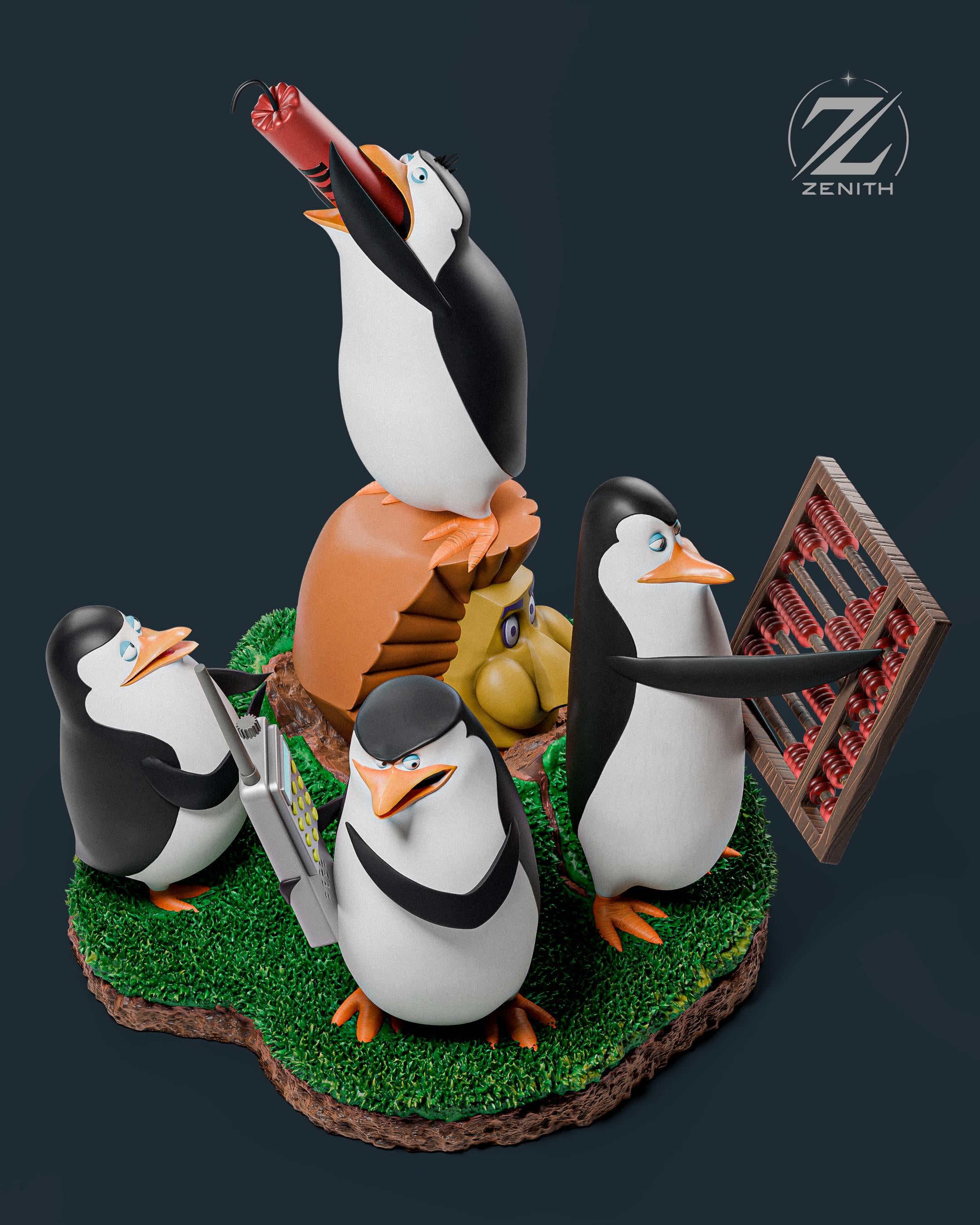 Operation: Fish and Glory - Penguins Tactical Comedic Quad Madagascar Penguins Resin Figure 16K