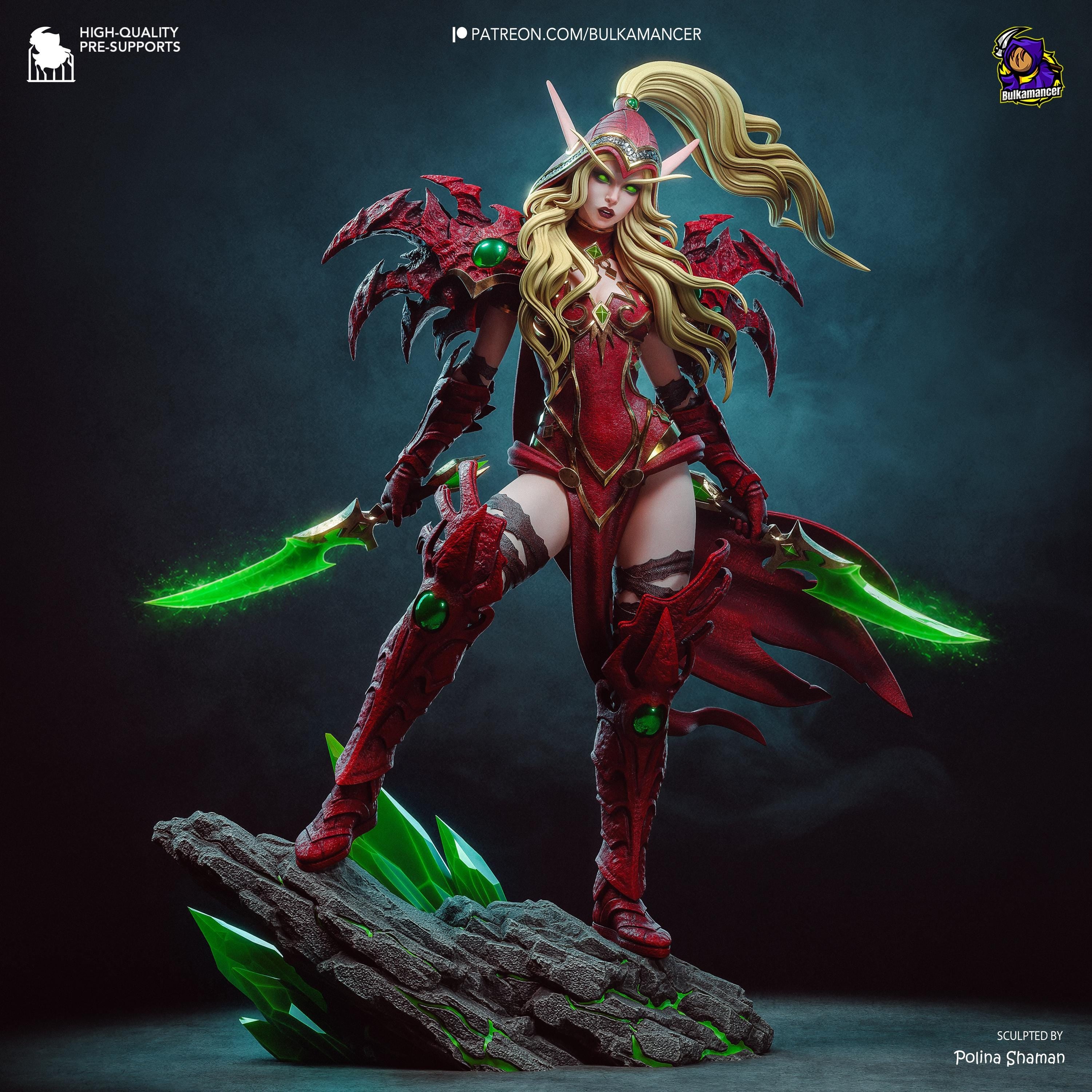 Scarlet Rogue - Blood Elf Warrior Fantasy Warcraft Valeera Resin Figure 16K