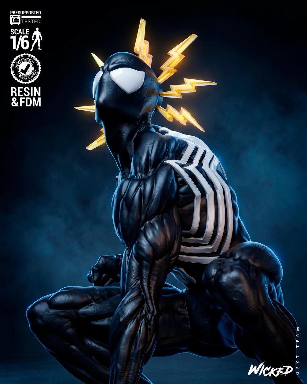 Buried Rescue - Comic Superhero Last Hunt Black Suit Spider-Man Resin Figure 16K
