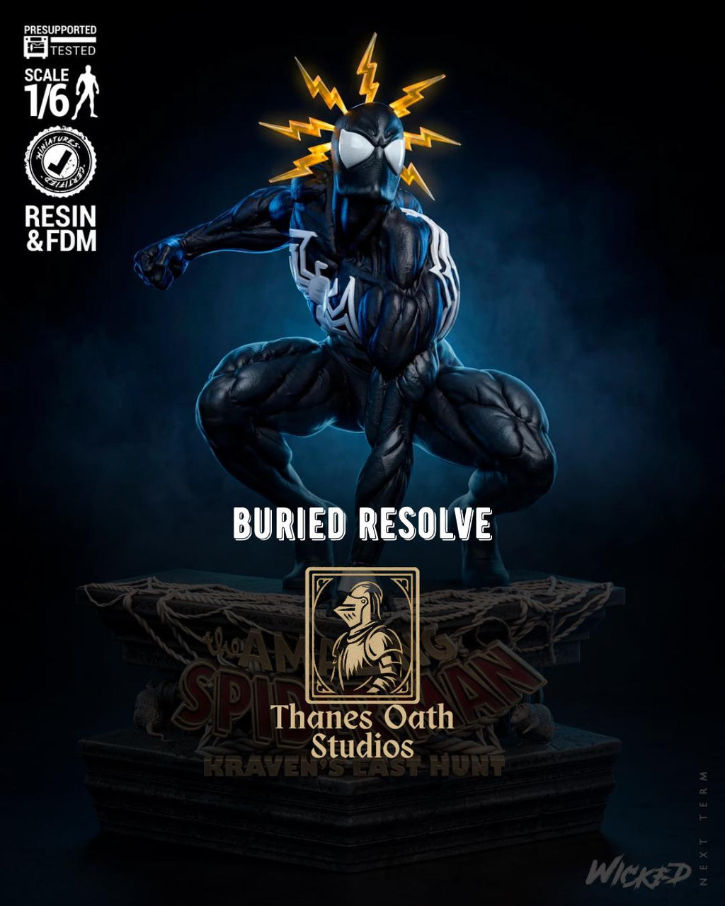 Buried Rescue - Comic Superhero Last Hunt Black Suit Spider-Man Resin Figure 16K