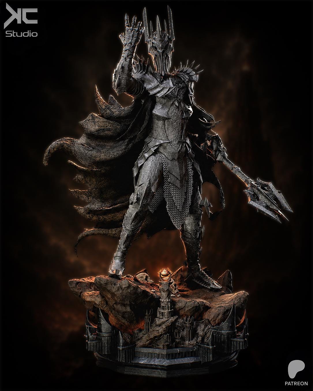 The Dark Lord - Fantasy Villian Ring Maker Sauron Resin Figure 16K