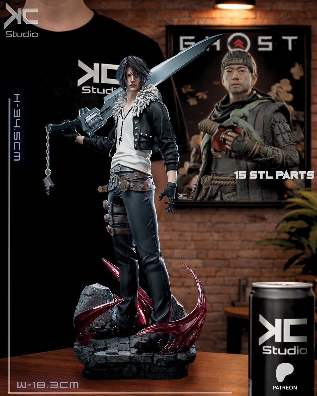 Revolver Of Fate - Fantasy JRPG Squall Leonhart Resin Figure 16K