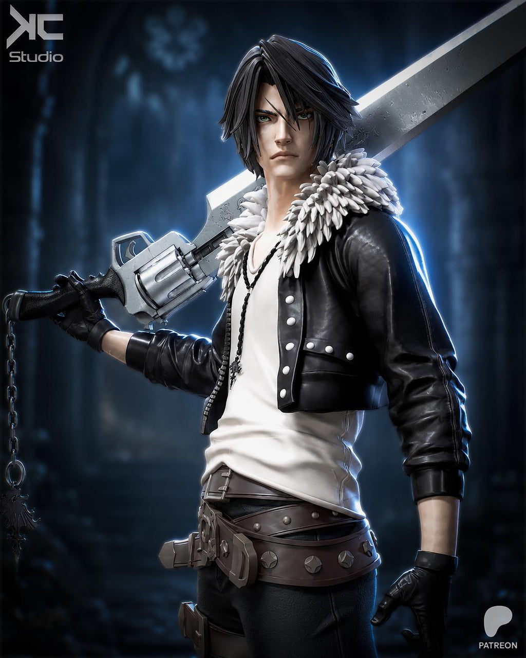Revolver Of Fate - Fantasy JRPG Squall Leonhart Resin Figure 16K