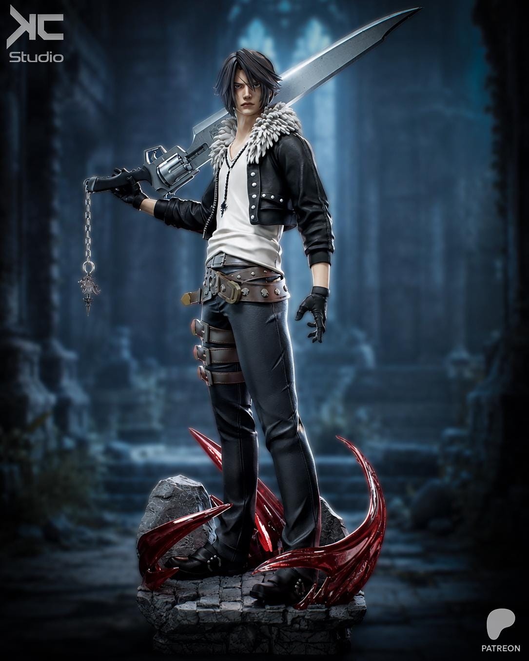 Revolver Of Fate - Fantasy JRPG Squall Leonhart Resin Figure 16K