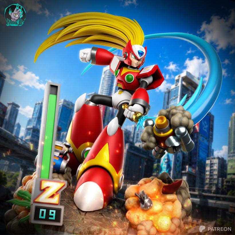 Guardian Reploid - Sci-Fi Cyberpunk Mega Man X Zero Resin Figure 16K