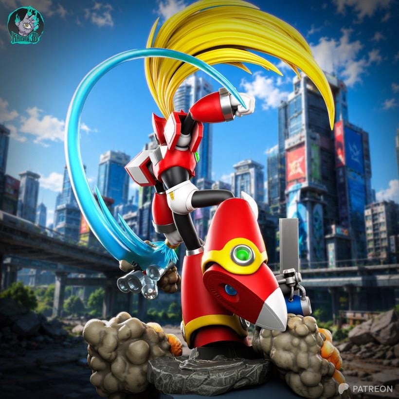 Guardian Reploid - Sci-Fi Cyberpunk Mega Man X Zero Resin Figure 16K