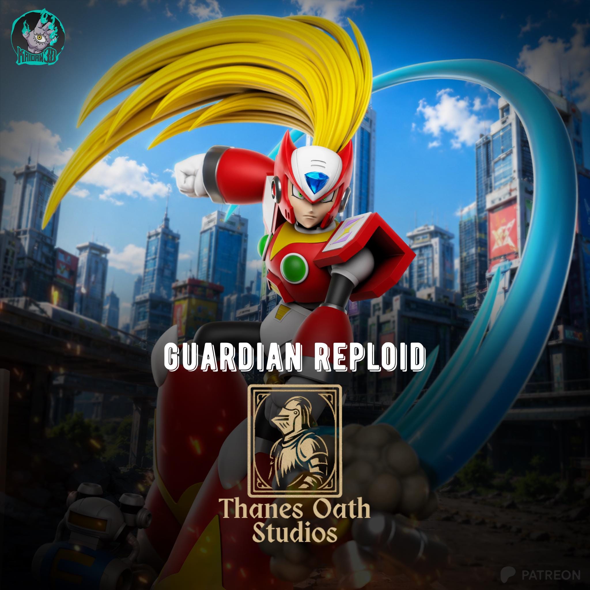 Guardian Reploid - Sci-Fi Cyberpunk Mega Man X Zero Resin Figure 16K