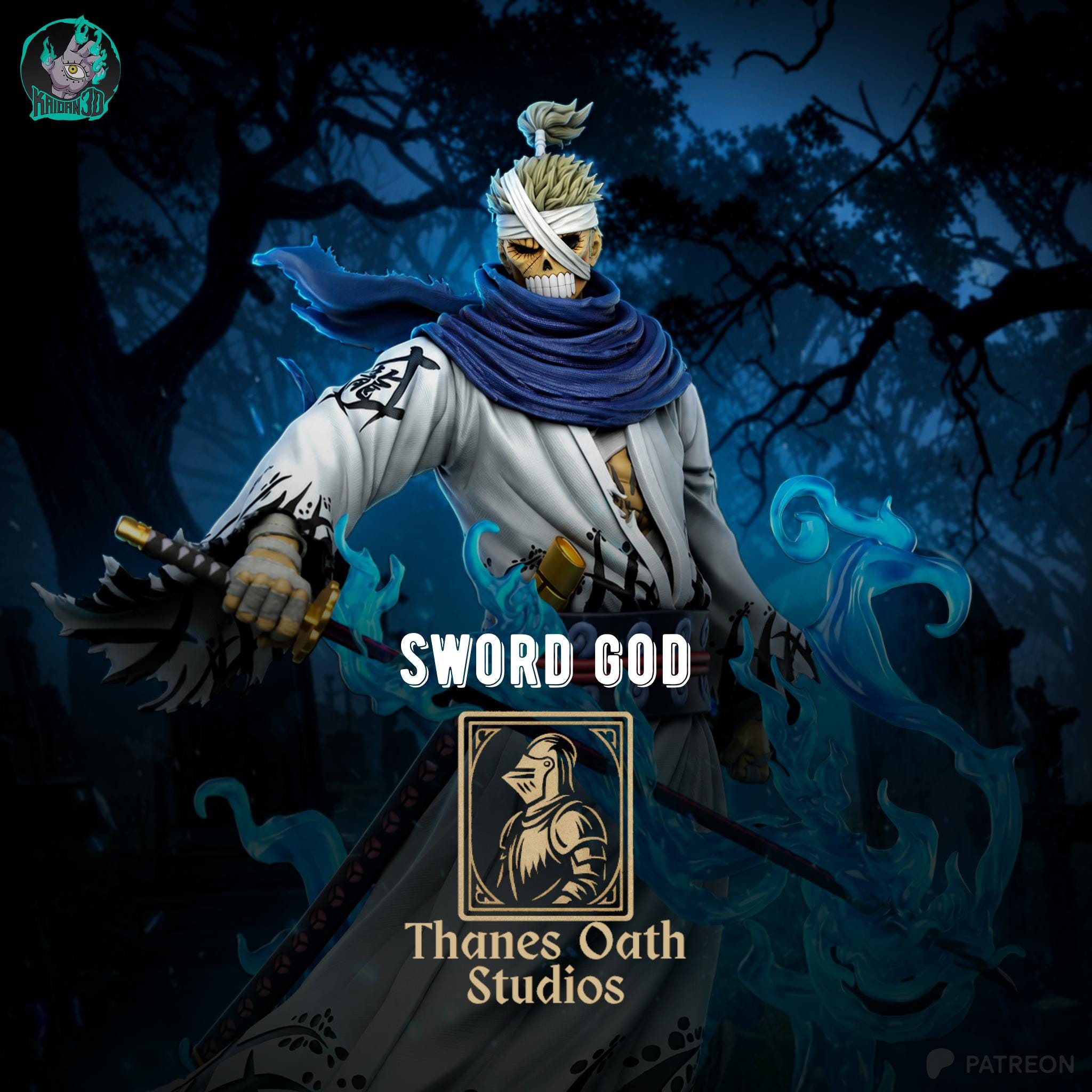 Sword God - Anime Feudal Mythical Samurai Shimotsuki Ryuma Resin Figure 16K