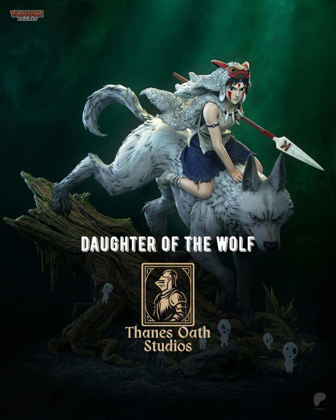 Daughter Of The Wolf - Forest Spirit Wolf Rider San Princess Mononoke Resin Figure 16K