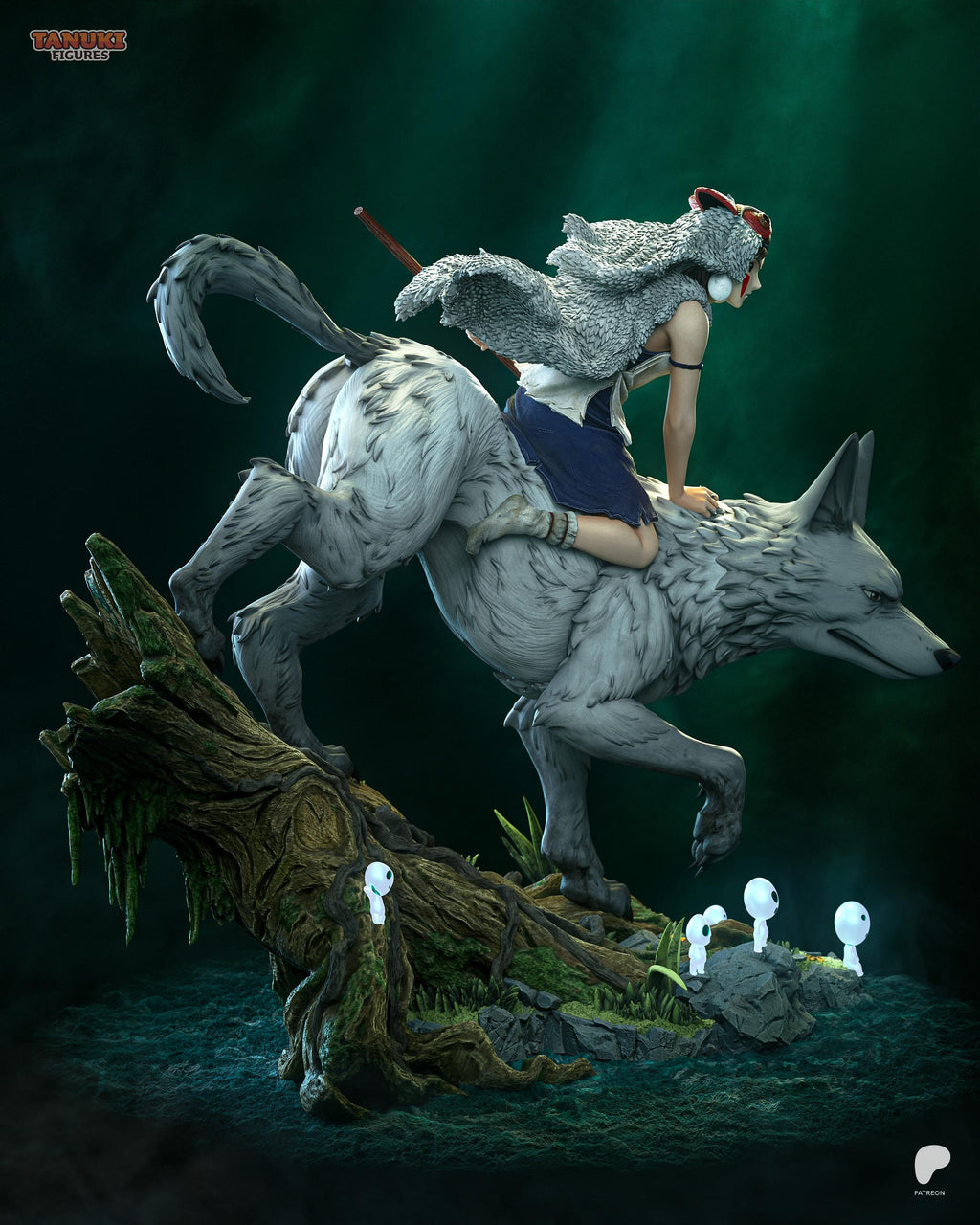 Daughter Of The Wolf - Forest Spirit Wolf Rider San Princess Mononoke Resin Figure 16K