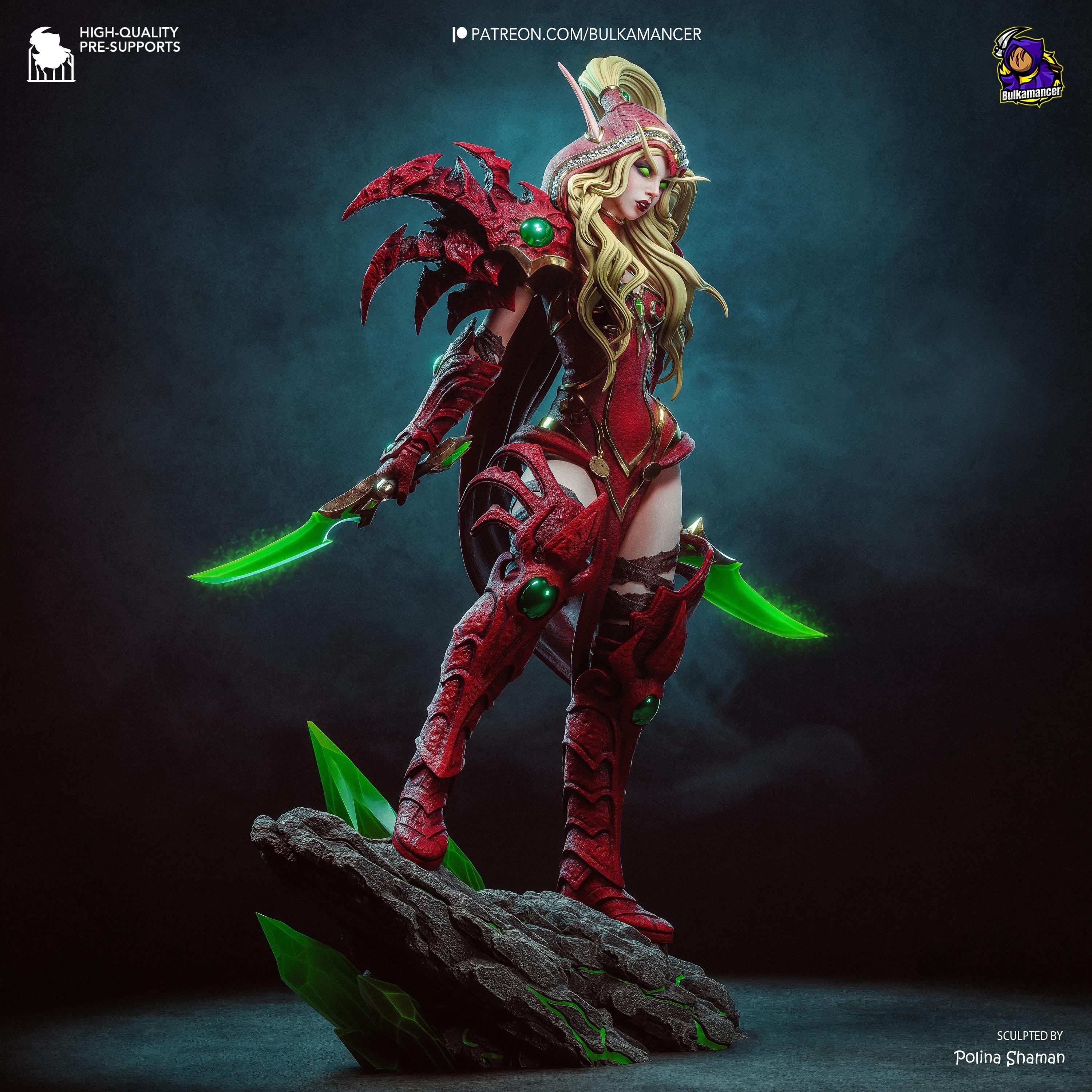 Scarlet Rogue - Blood Elf Warrior Fantasy Warcraft Valeera Resin Figure 16K