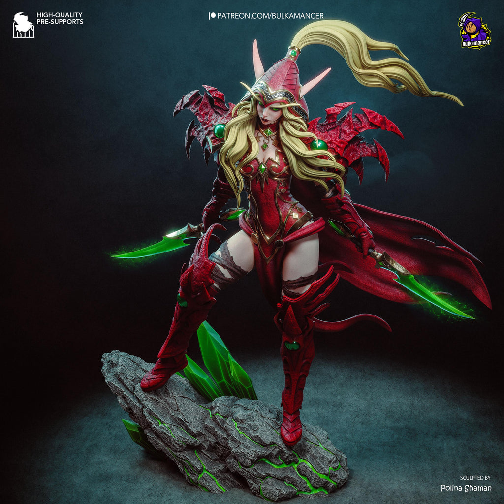 Scarlet Rogue - Blood Elf Warrior Fantasy Warcraft Valeera Resin Figure 16K