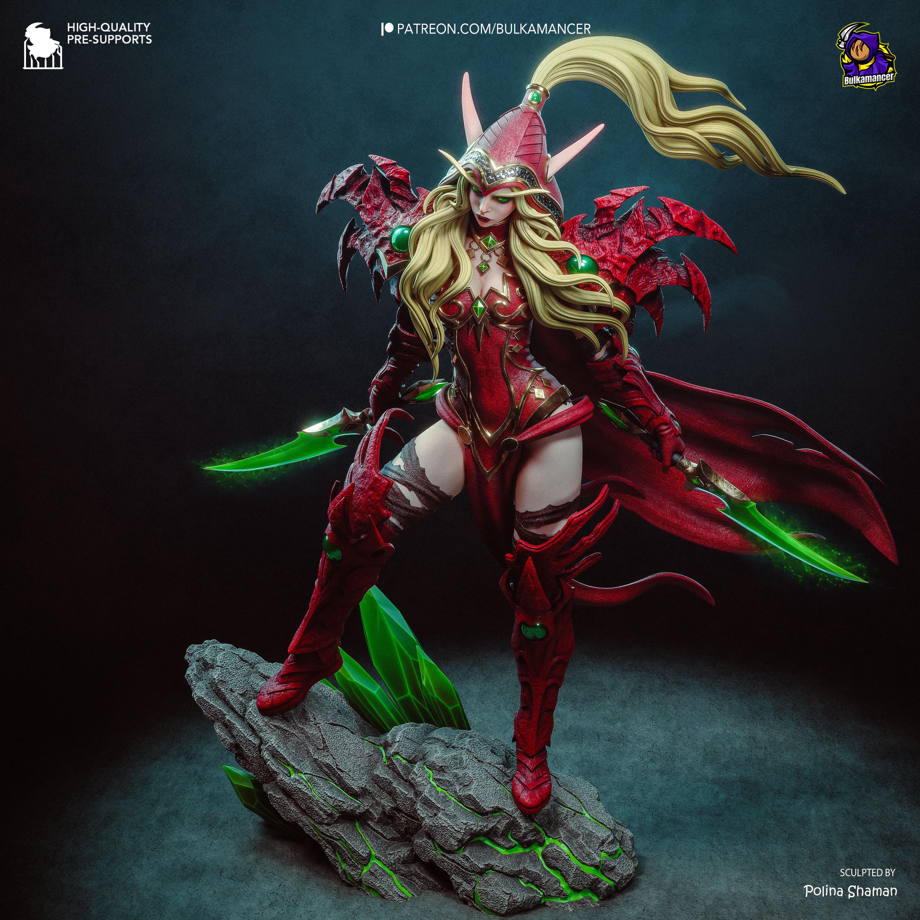 Scarlet Rogue - Blood Elf Warrior Fantasy Warcraft Valeera Resin Figure 16K