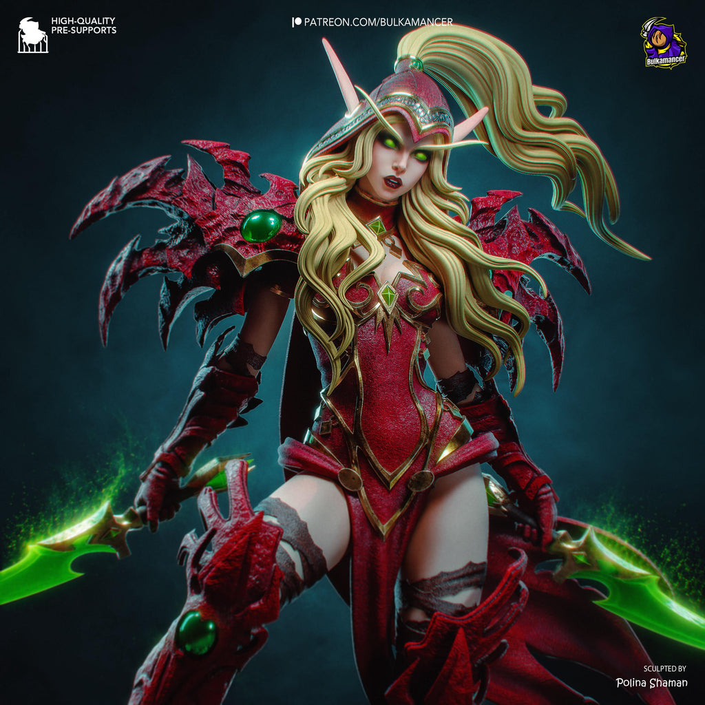 Scarlet Rogue - Blood Elf Warrior Fantasy Warcraft Valeera Resin Figure 16K