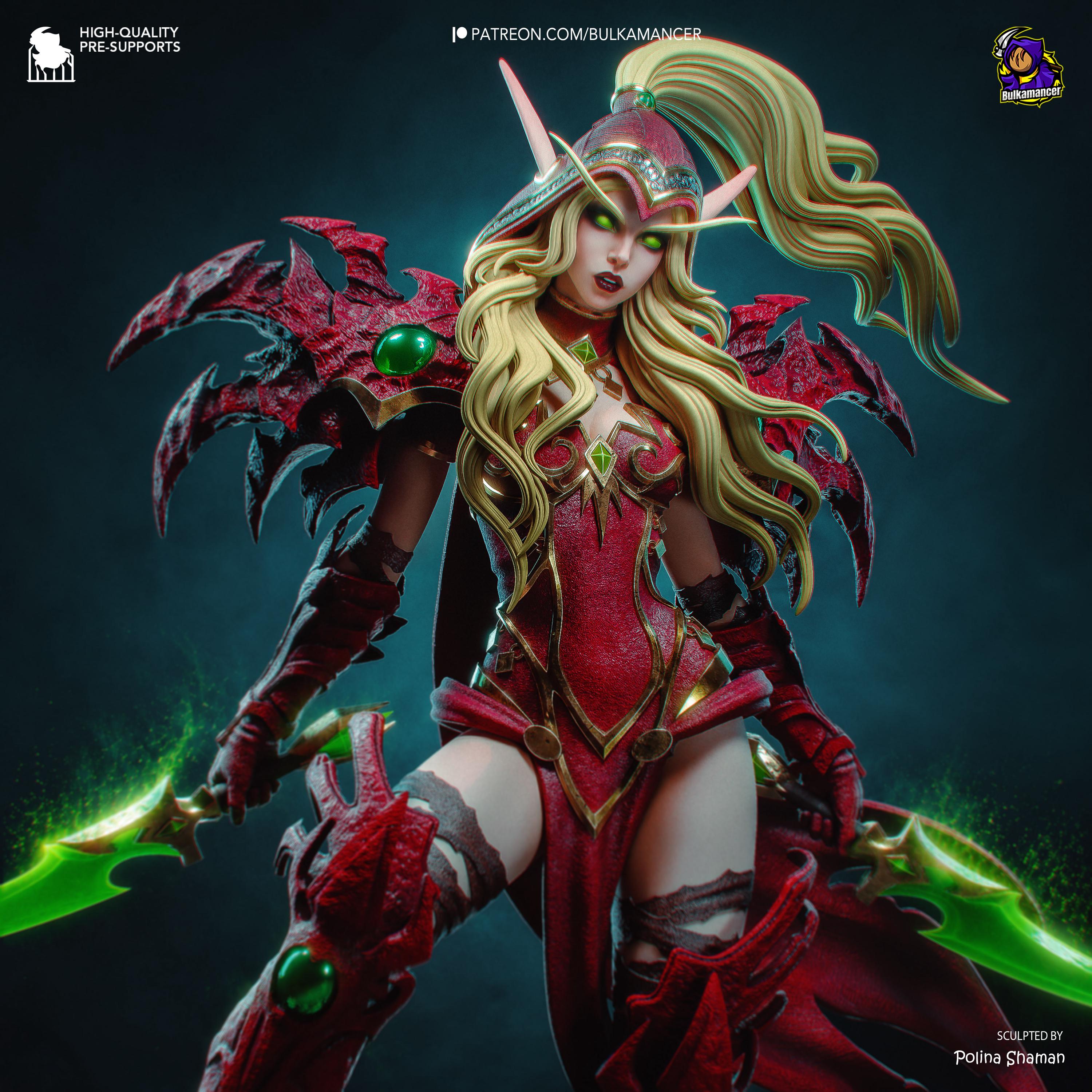 Scarlet Rogue - Blood Elf Warrior Fantasy Warcraft Valeera Resin Figure 16K