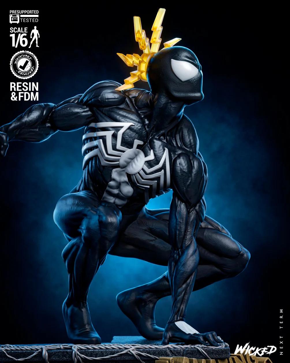 Buried Rescue - Comic Superhero Last Hunt Black Suit Spider-Man Resin Figure 16K