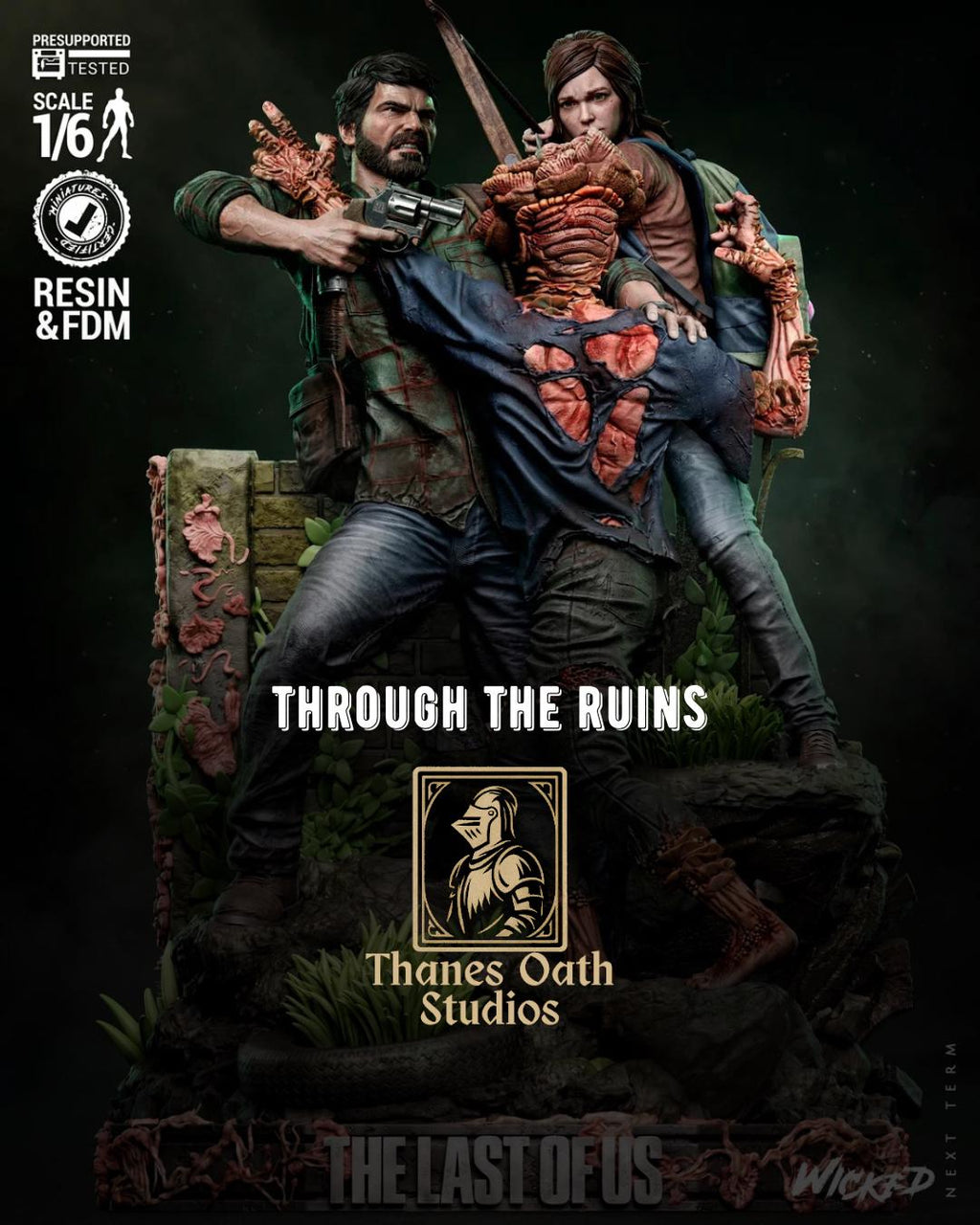 Through The Ruins - Zombie Survival Duo Joel and Ellie Resin Figure 16K