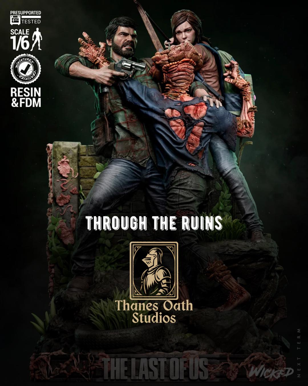 Through The Ruins - Zombie Survival Duo Joel and Ellie Resin Figure 16K