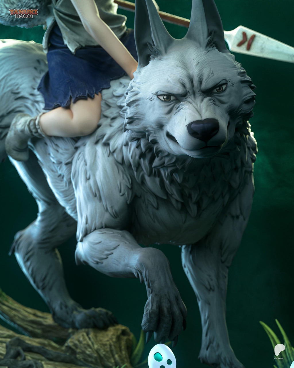 Daughter Of The Wolf - Forest Spirit Wolf Rider San Princess Mononoke Resin Figure 16K