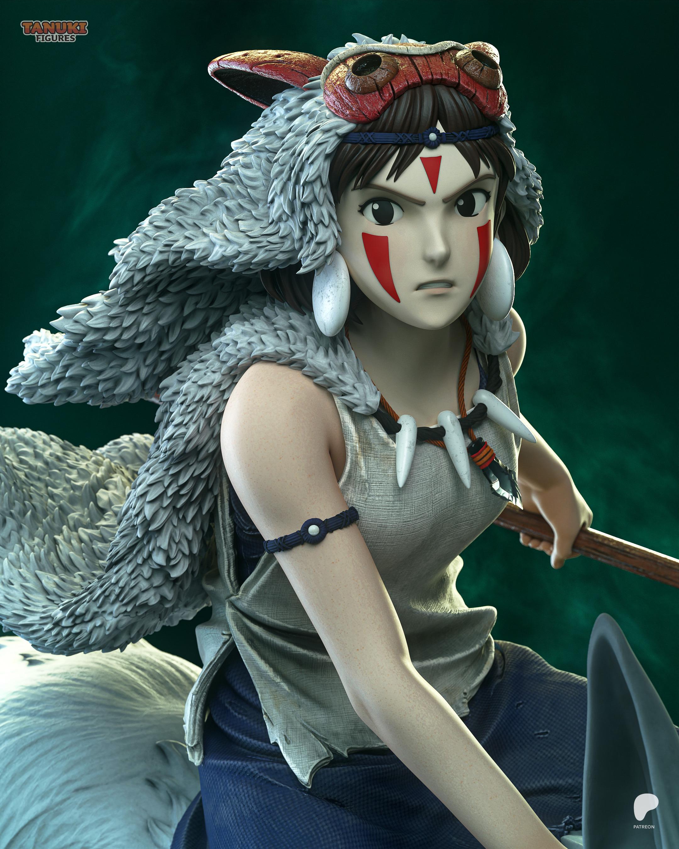 Daughter Of The Wolf - Forest Spirit Wolf Rider San Princess Mononoke Resin Figure 16K