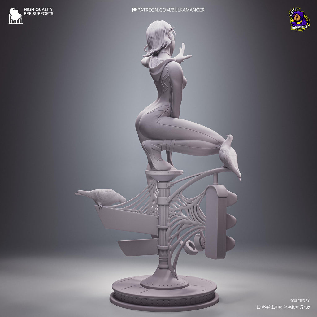 White Velocity - Acrobatic Web Slinger Superhero Gwen Stacy Resin Figure 16K