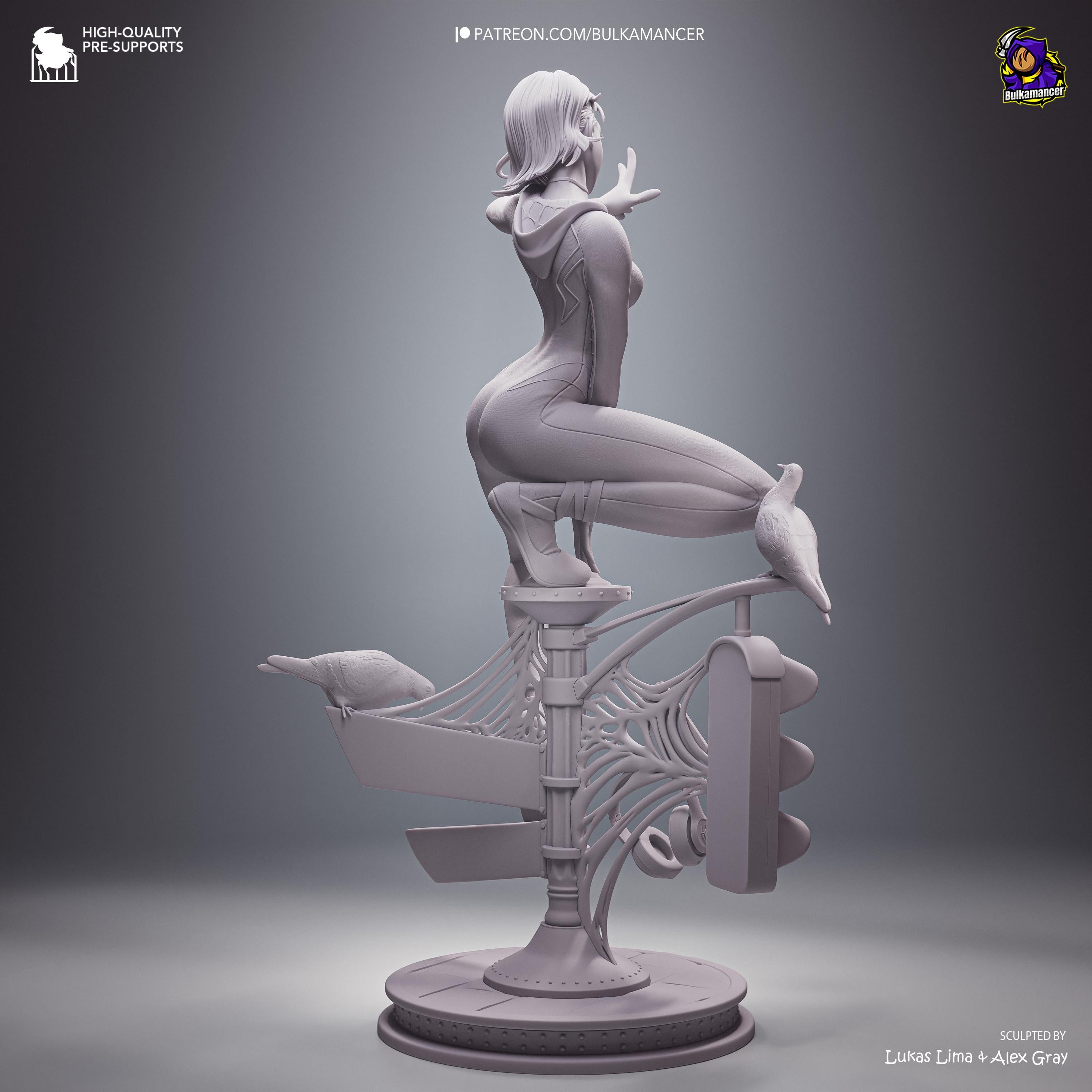 White Velocity - Acrobatic Web Slinger Superhero Gwen Stacy Resin Figure 16K