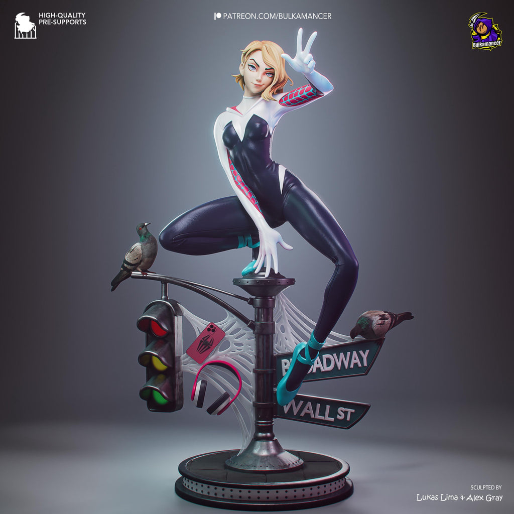White Velocity - Acrobatic Web Slinger Superhero Gwen Stacy Resin Figure 16K