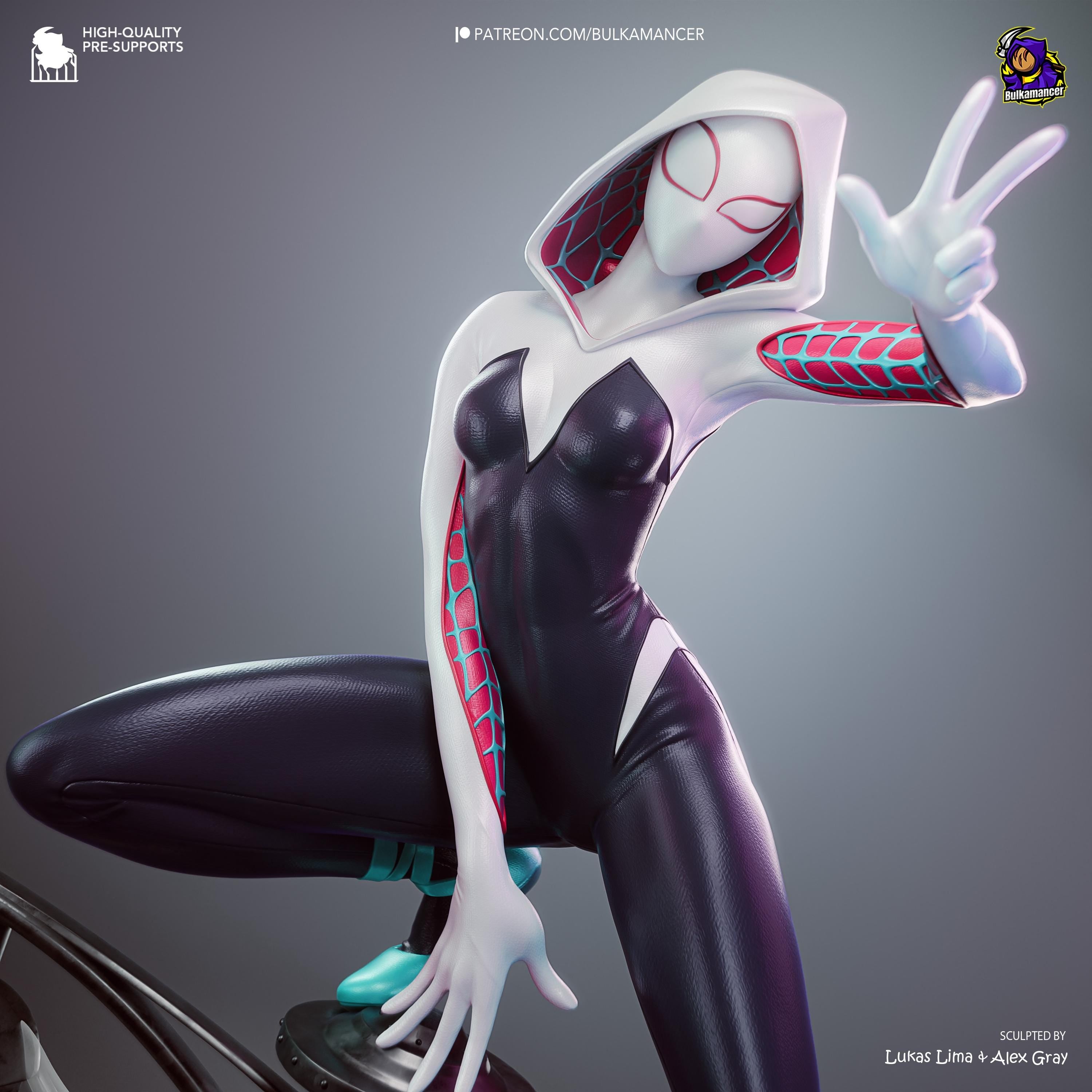 White Velocity - Acrobatic Web Slinger Superhero Gwen Stacy Resin Figure 16K